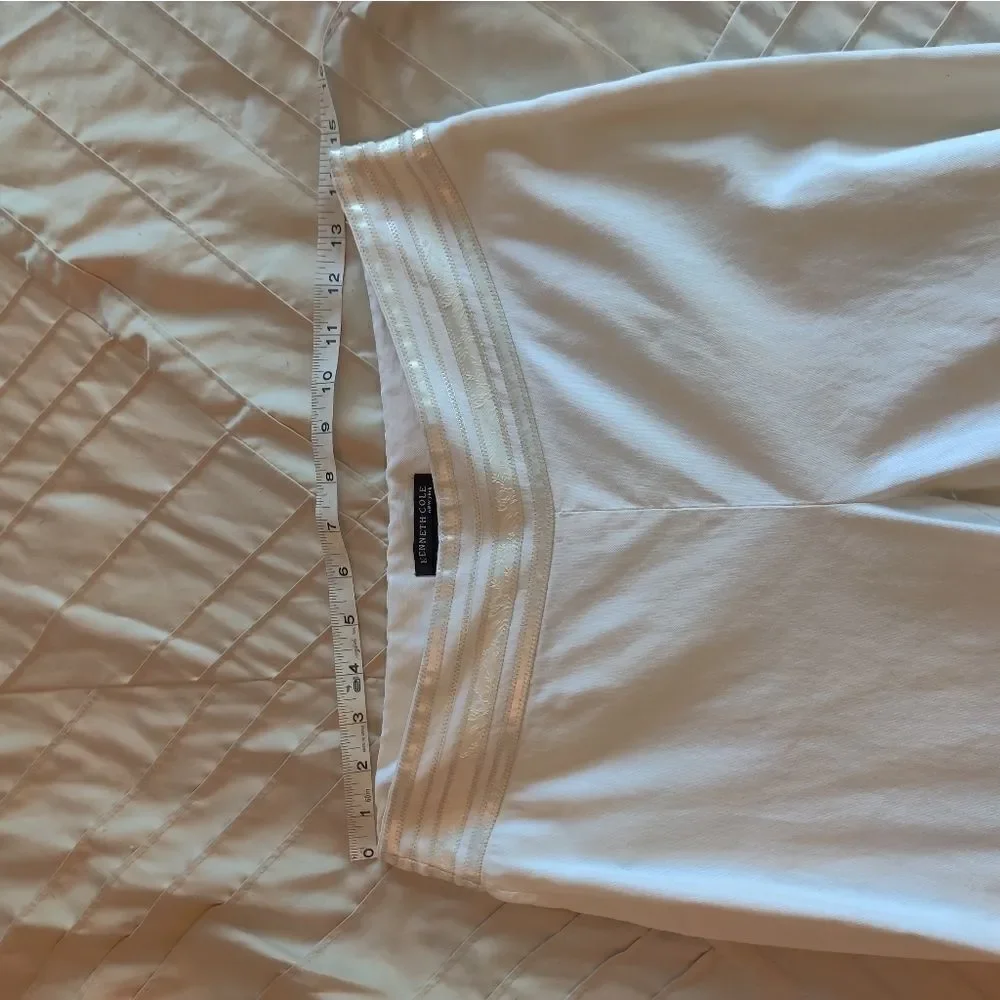 KENNETH Cole New York vintage white ankle length pants satin waist band sz 4 y2k